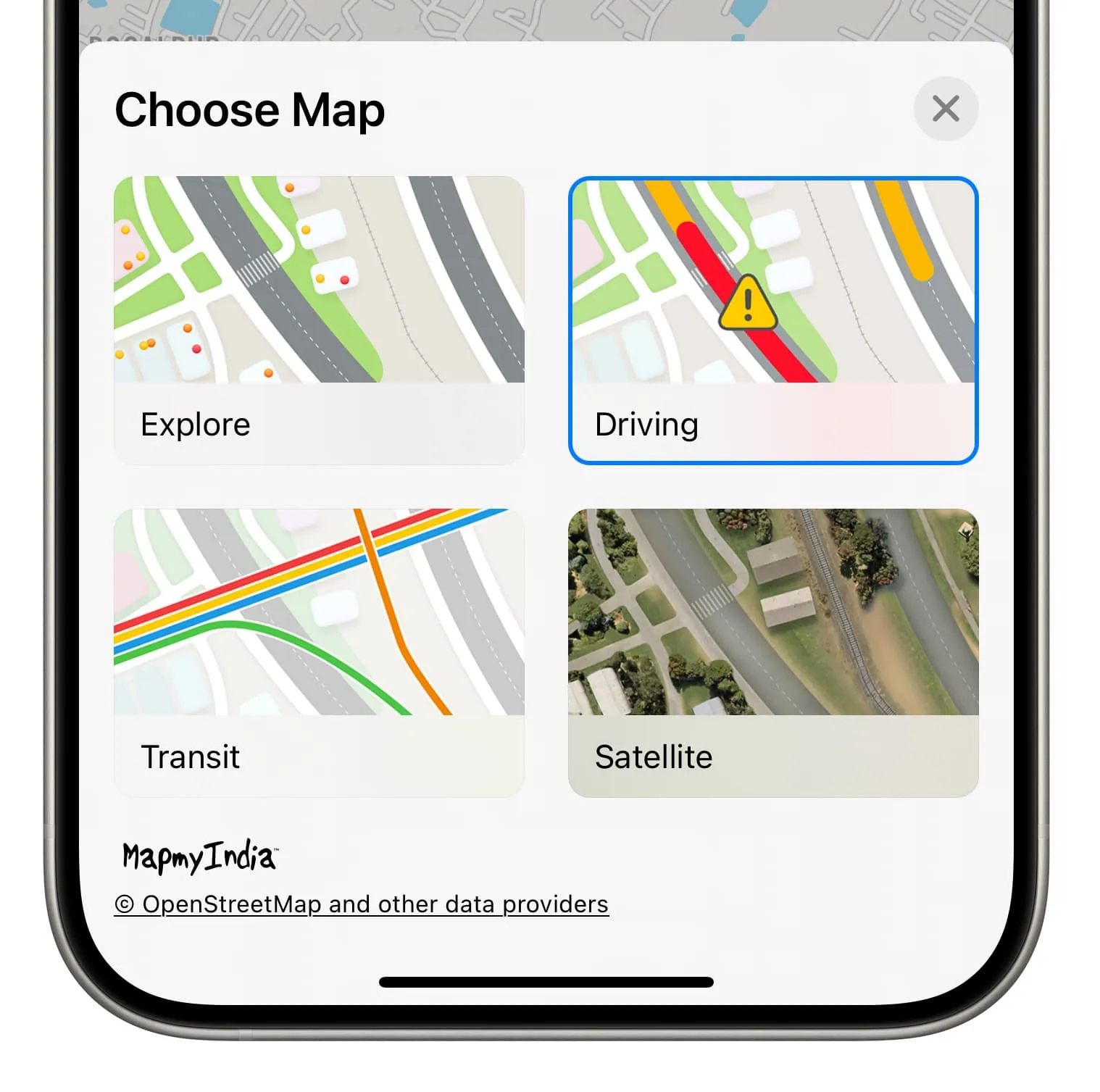 Cartes d'exploration, de conduite, de transport en commun et satellite dans Apple Maps sur iPhone