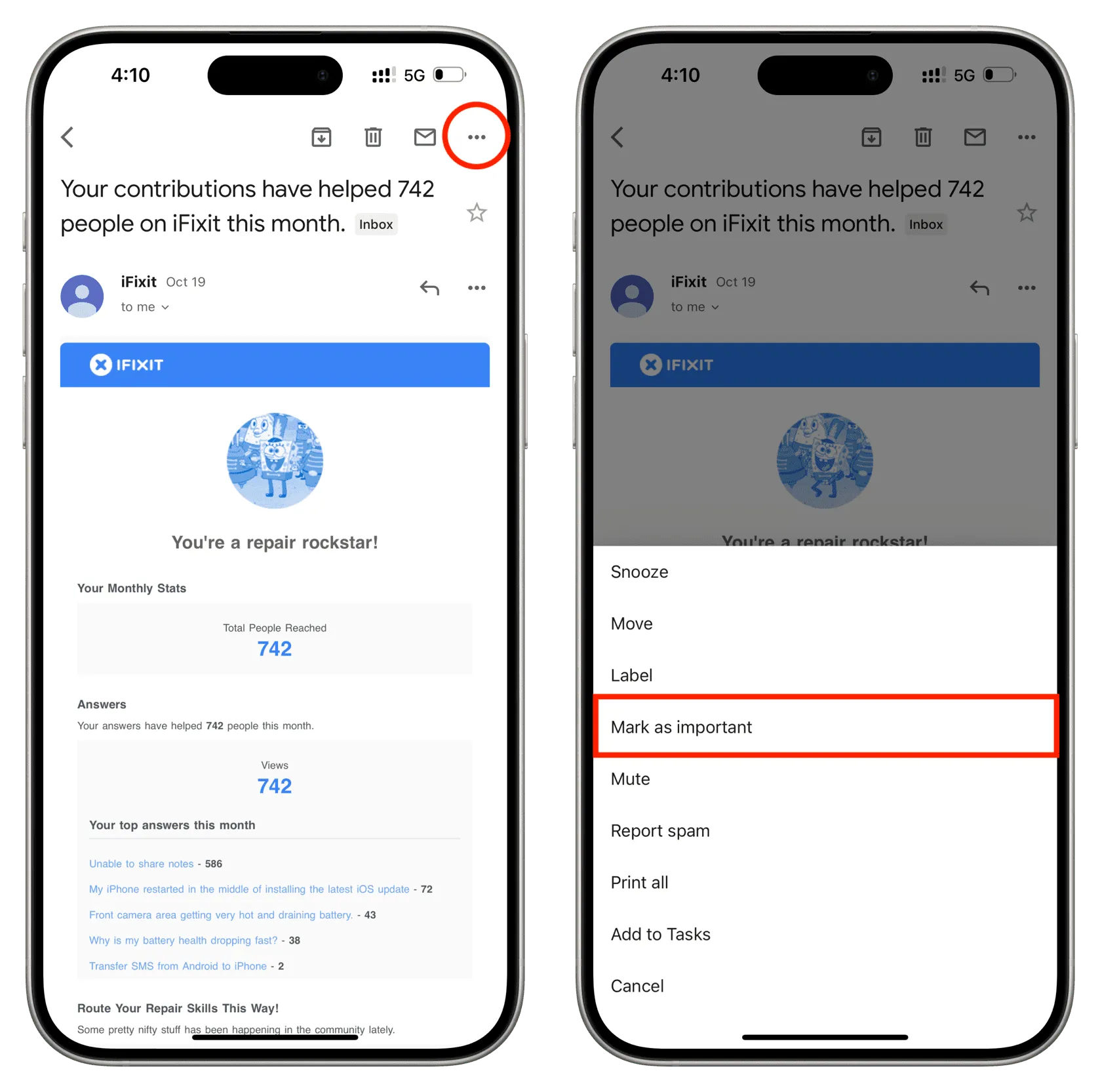 In der Gmail-App auf dem iPhone als wichtig markieren