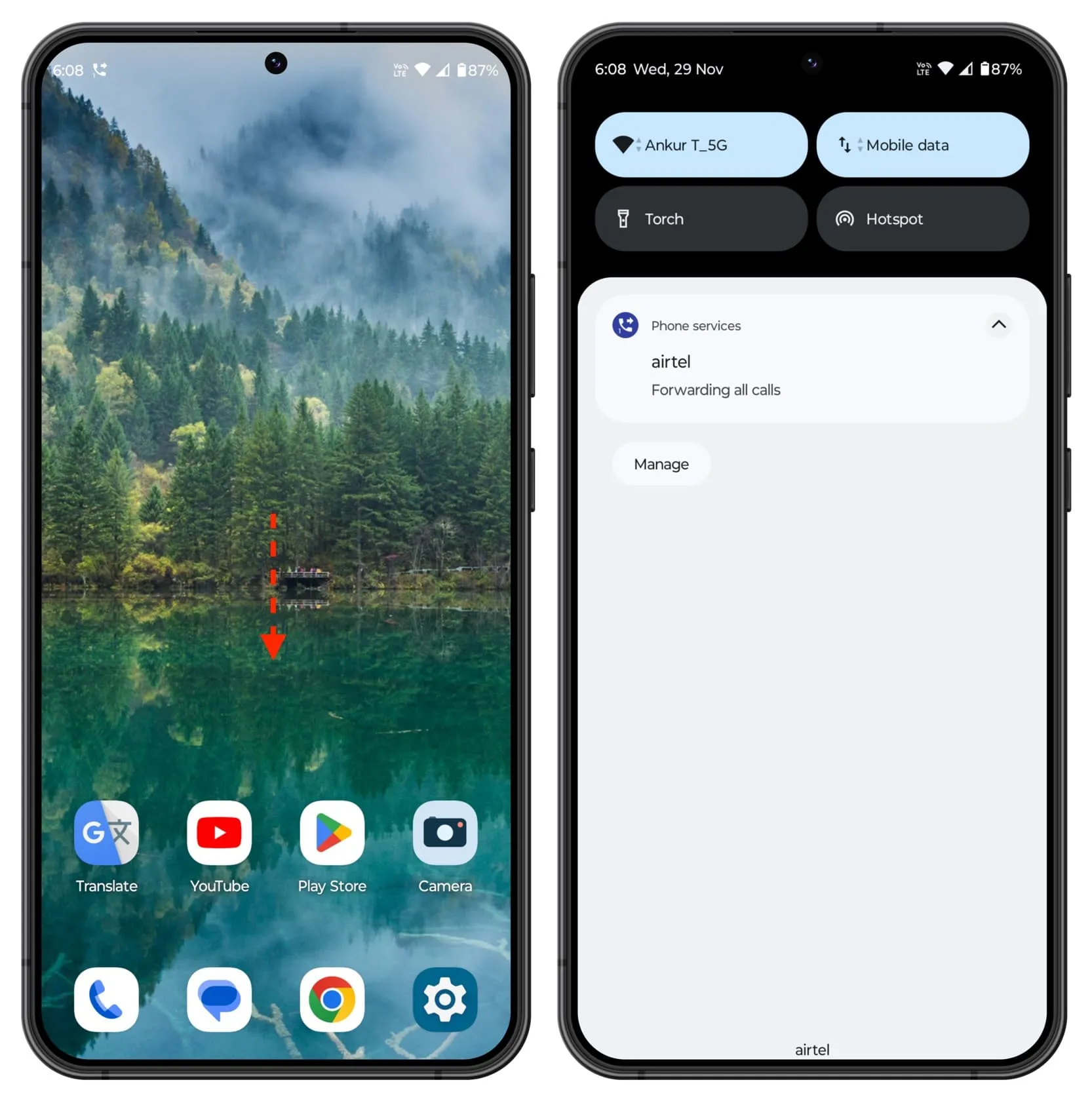 Open notification center on Android phone by swiping anywhere on Home Screen Open notification center on Android phone by swiping anywhere on Home Screen