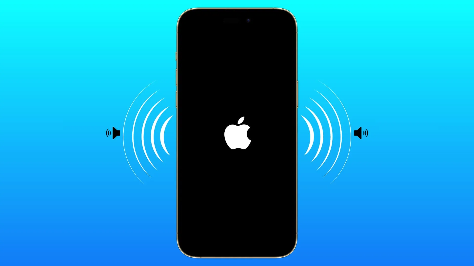 Komposition, die den Einschaltton des iPhones zeigt, wenn es auf dem Apple-Logo-Bildschirm angezeigt wird