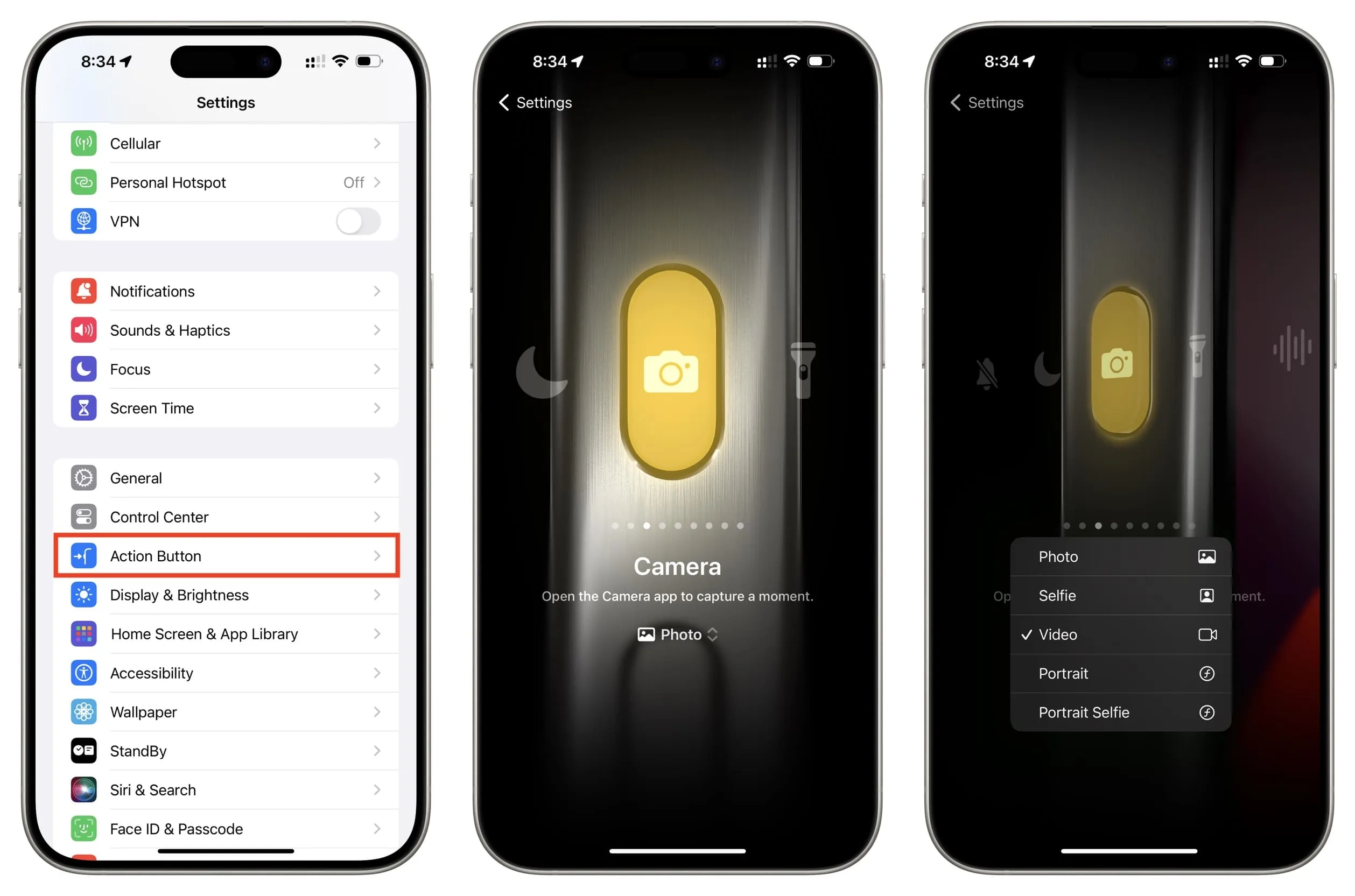 Configure el botón Acción para abrir la cámara en el iPhone 15 Pro Max