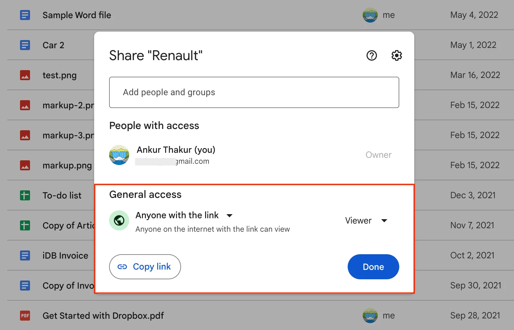 Définir l'accès aux fichiers Google Drive à toute personne disposant du lien