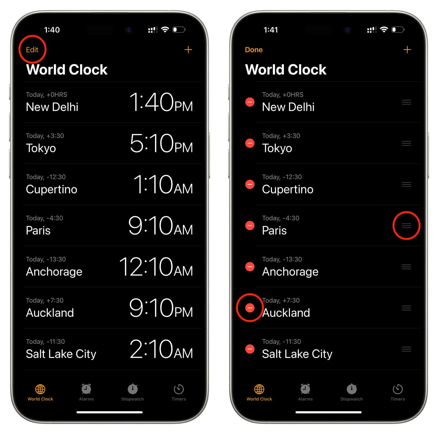 Plusieurs villes ajoutées à l'horloge mondiale de l'iPhone