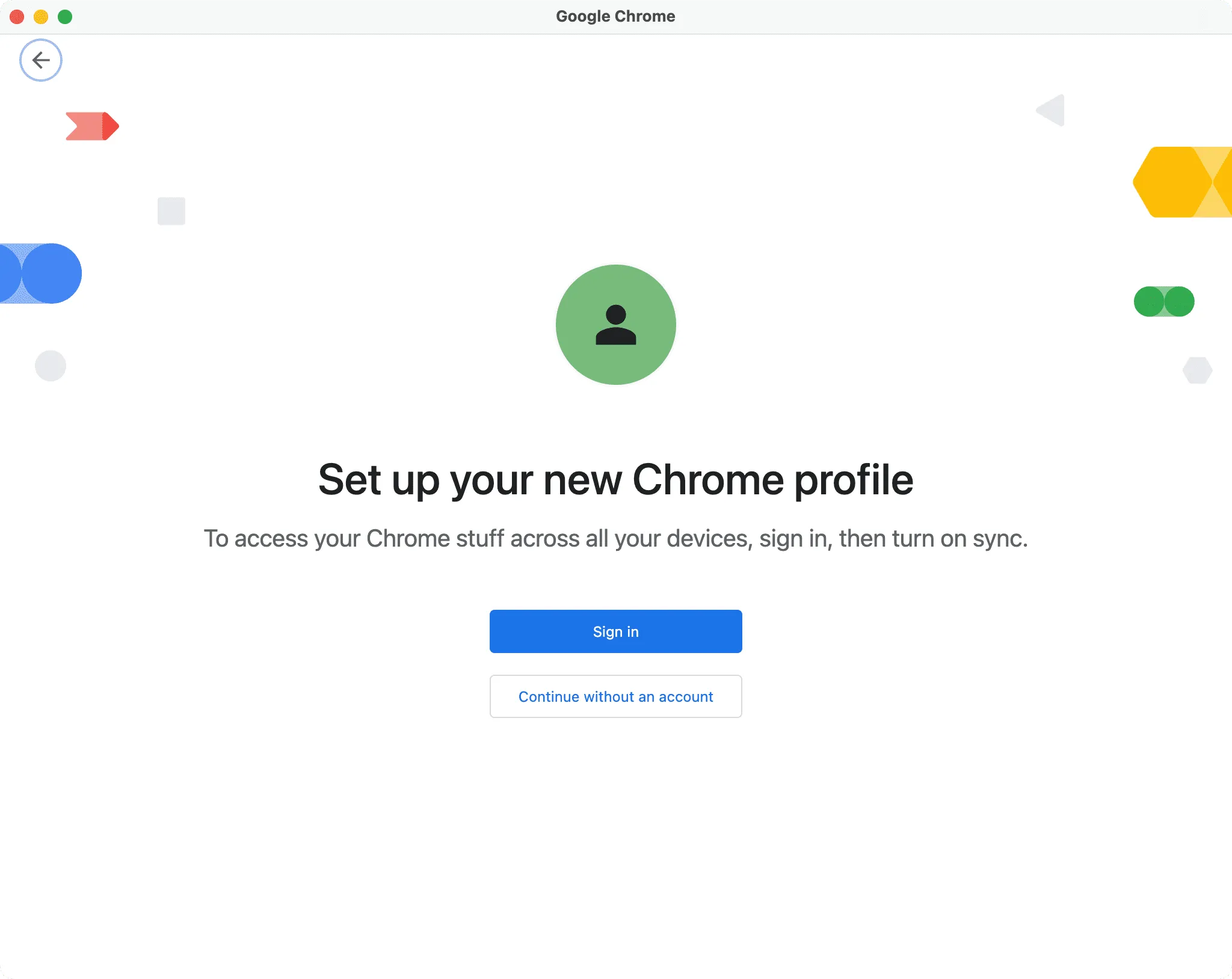 Inicia sesión para configurar tu nuevo perfil de Chrome