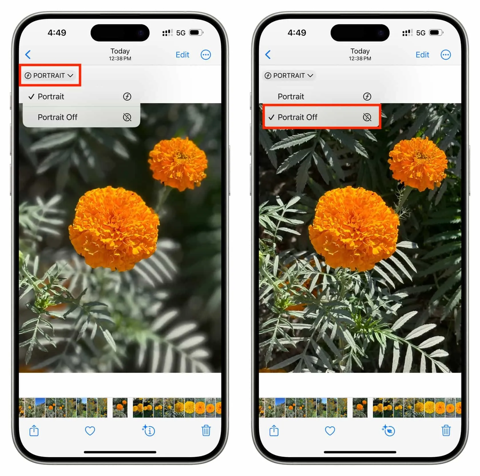 Switch off the background blur of a photo on iPhone Switch off the background blur of a photo on iPhone
