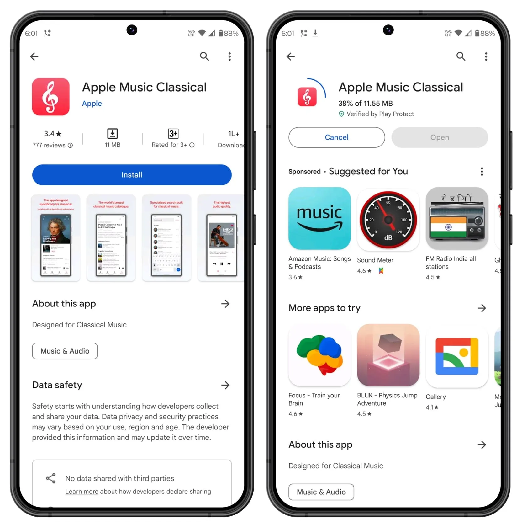 Tap Install to download an app on Android phone Tap Install to download an app on Android phone