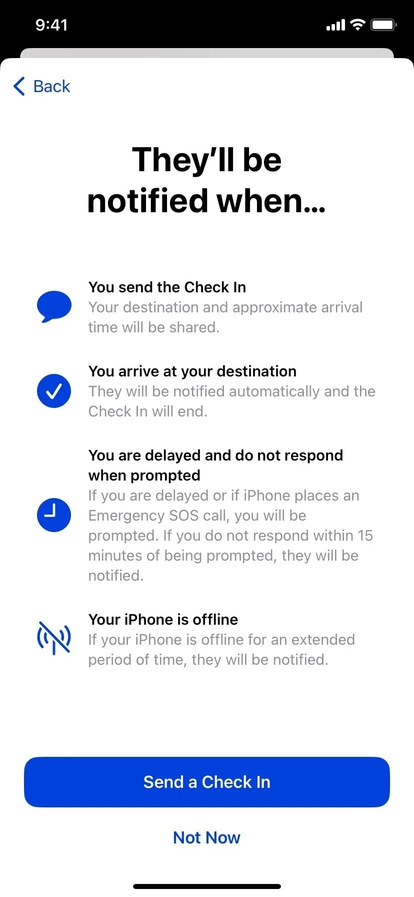 Utilisez la nouvelle fonctionnalité « Enregistrement » de votre iPhone pour informer vos contacts lorsque vous arrivez en toute sécurité à votre destination