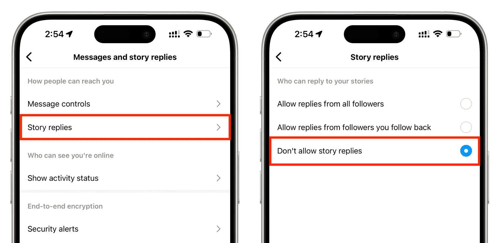 Don't allow story replies on Instagram Don't allow story replies on Instagram