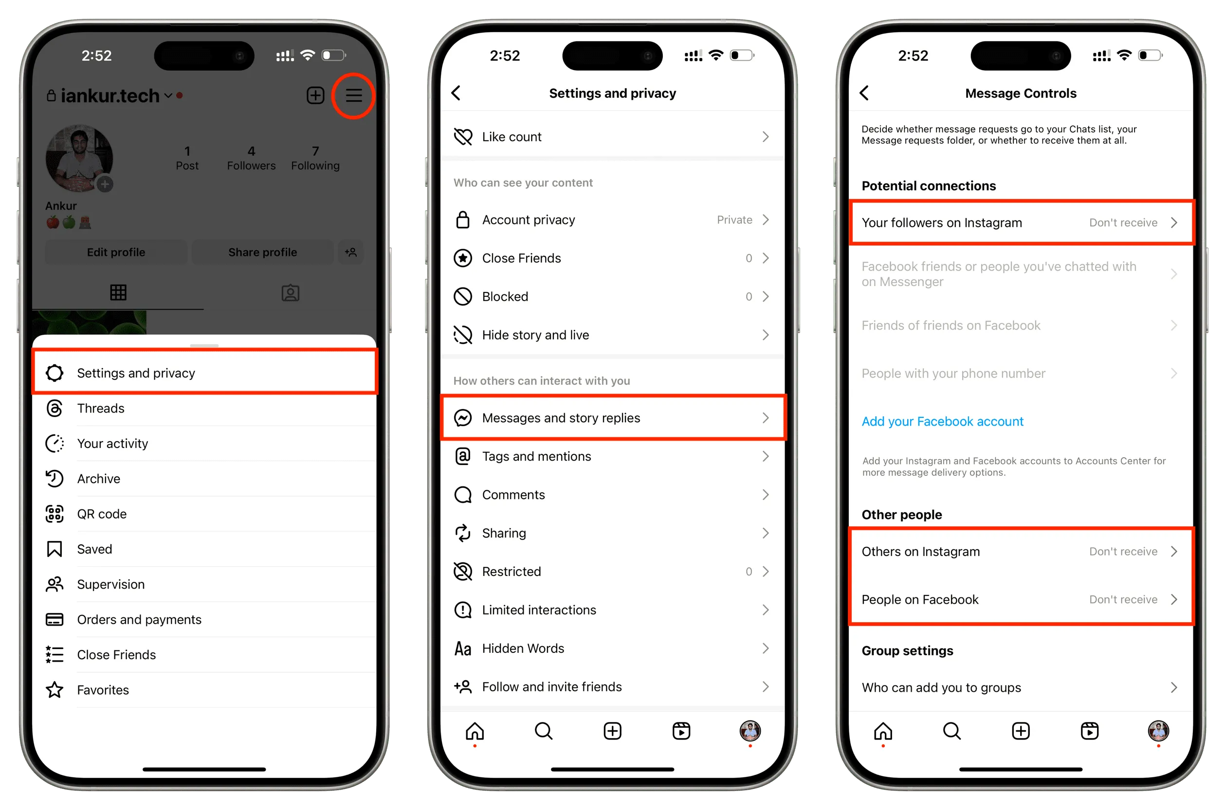 Message Controls in Instagram settings on iPhone Message Controls in Instagram settings on iPhone
