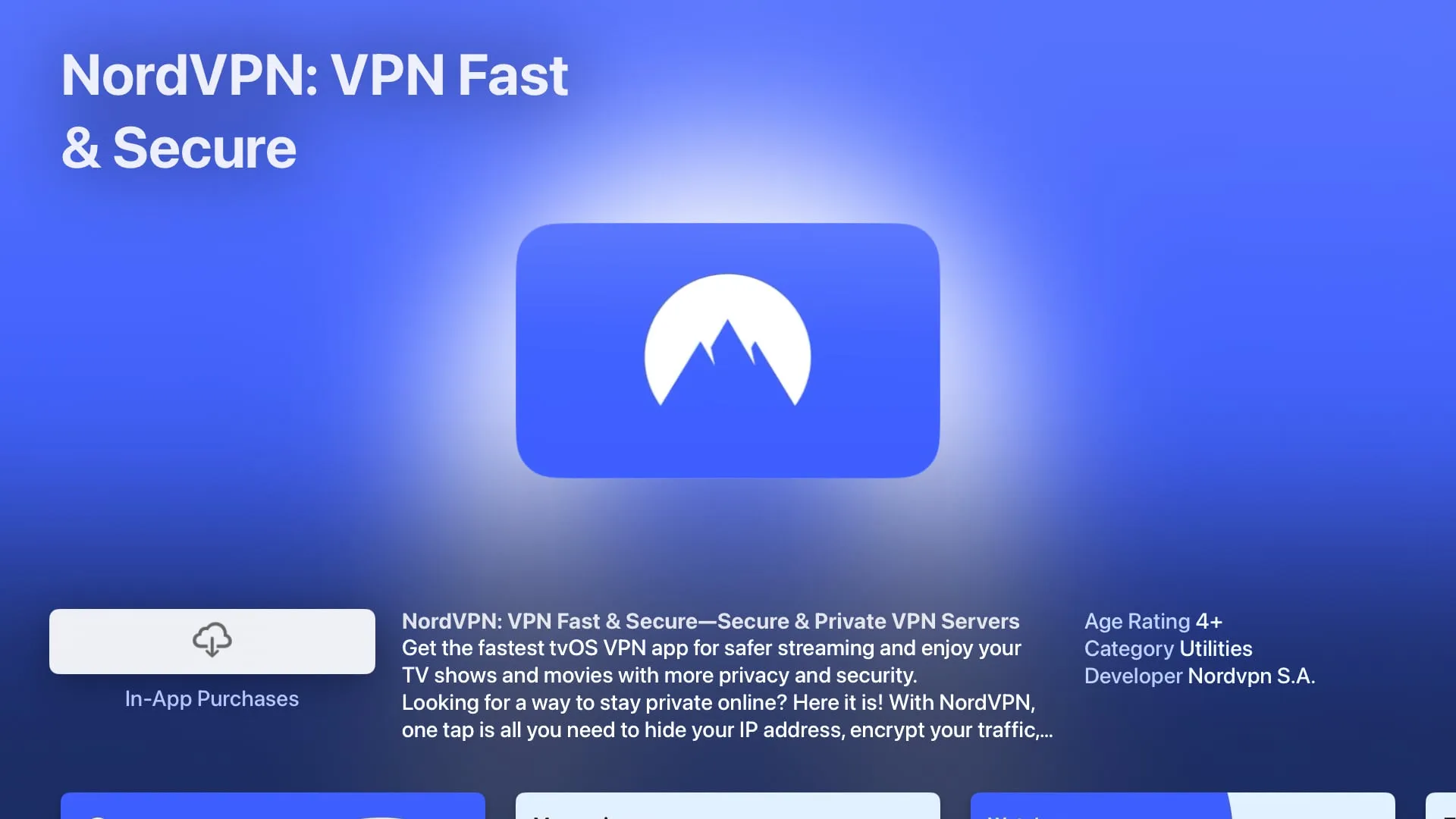 NordVPN in the Apple TV App Store NordVPN in the Apple TV App Store