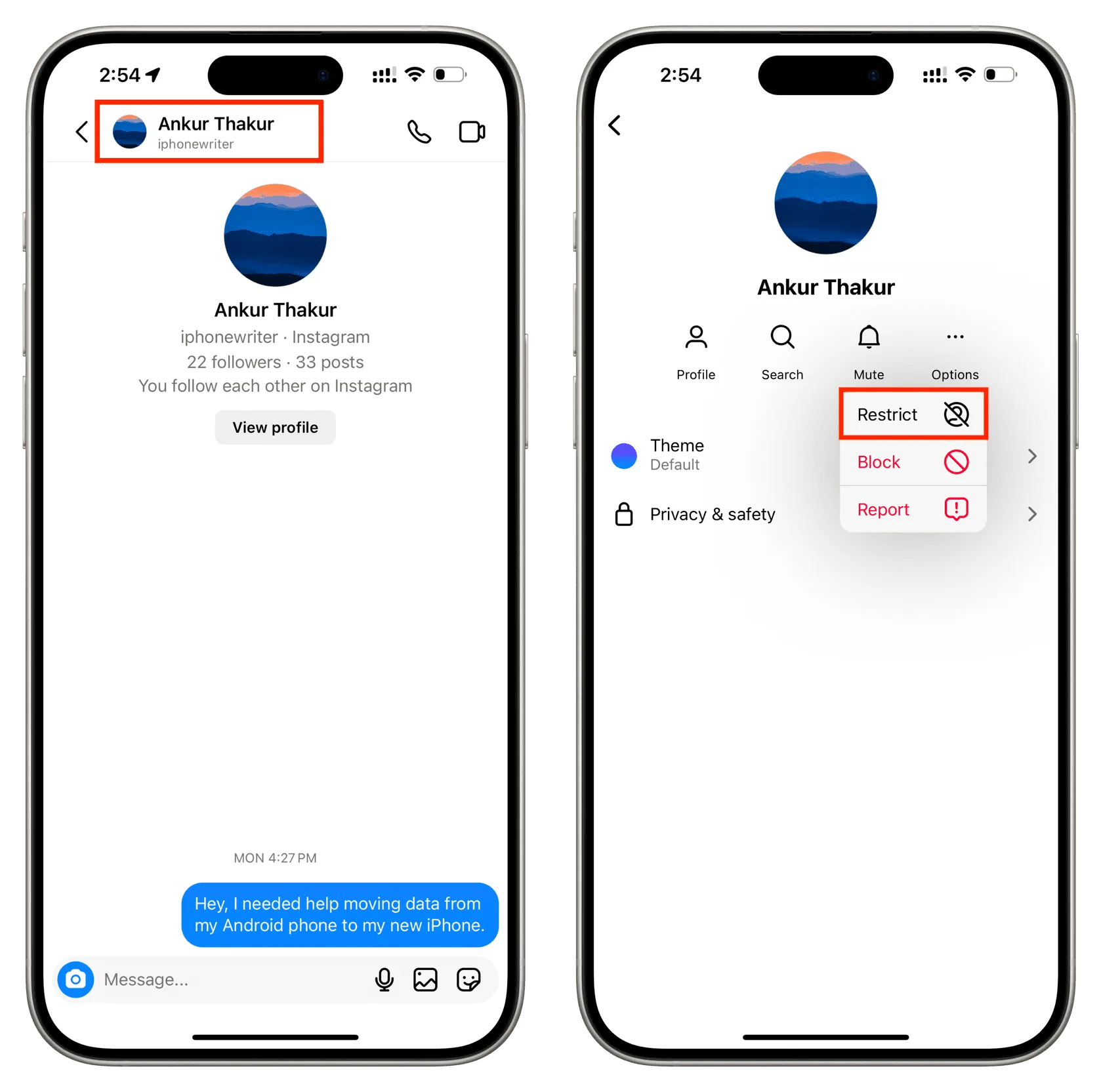 Restrict a person from message screen on iPhone Restrict a person from message screen on iPhone