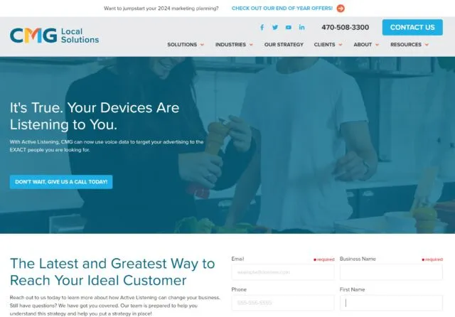 Une capture d'écran du site Web Active Listening de CMG.