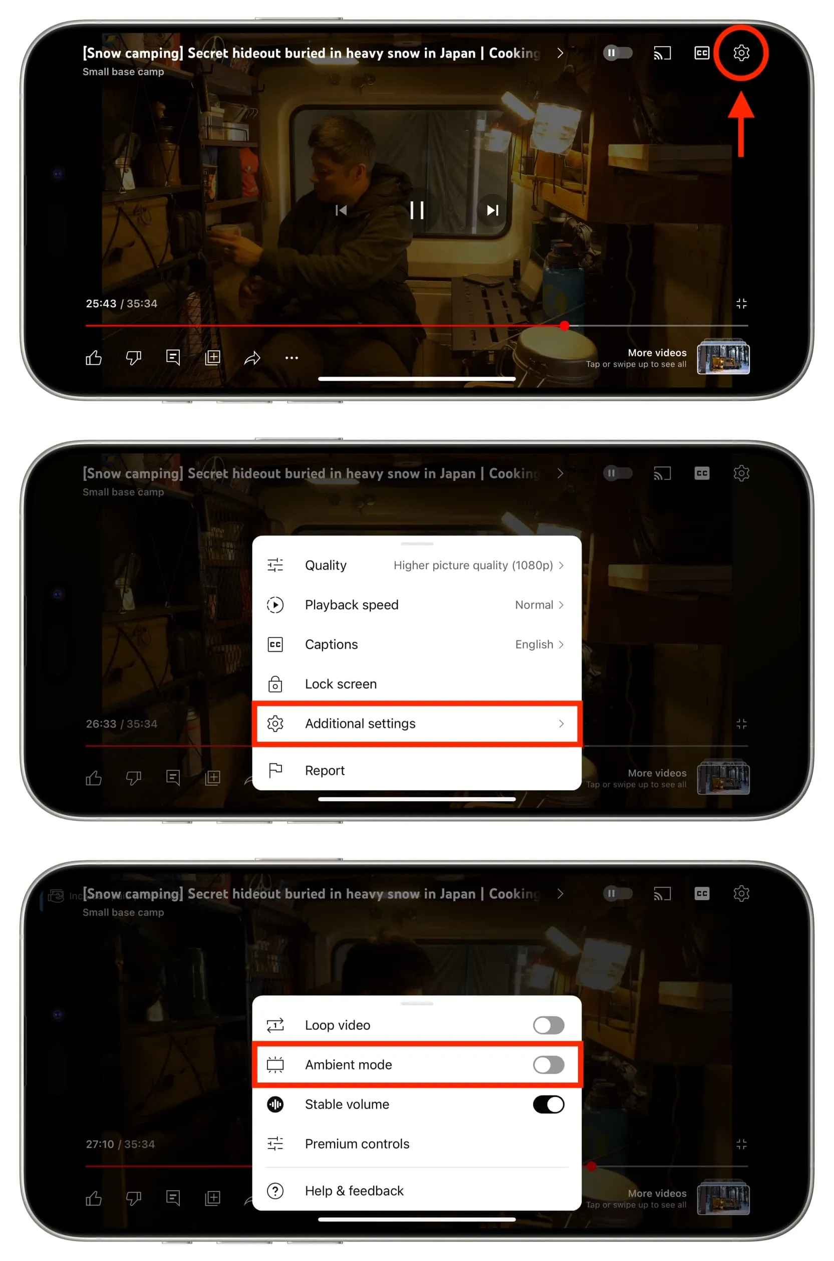 Turn off Ambient mode in YouTube mobile app Turn off Ambient mode in YouTube mobile app