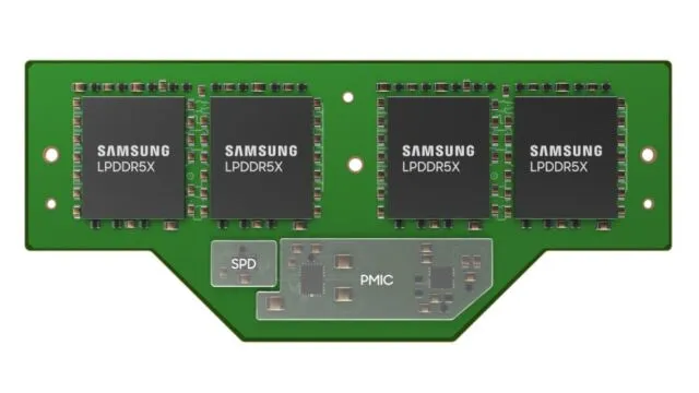 Samsung shared this rendering of a CAMM ahead of the publishing of the CAMM2 standard in September. Samsung shared this rendering of a CAMM ahead of the publishing of the CAMM2 standard in September.