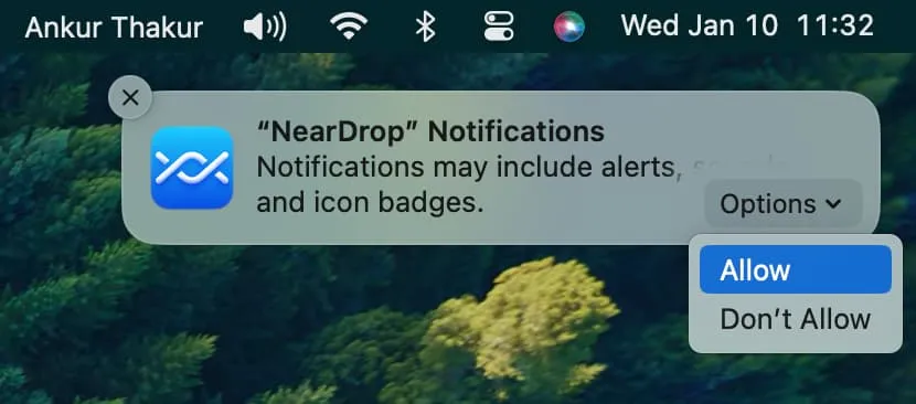 Allow NearDrop to send notifications on Mac Allow NearDrop to send notifications on Mac