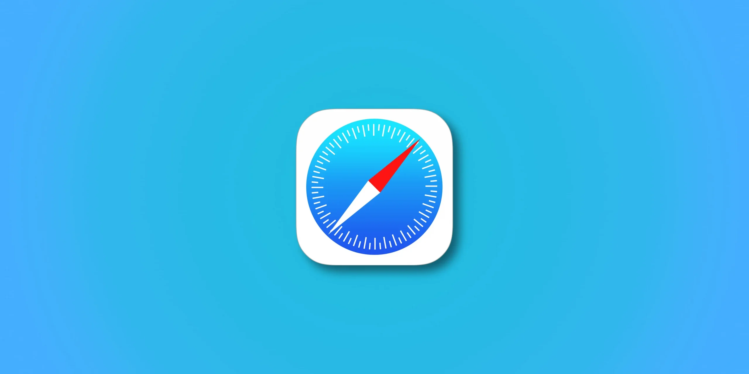 파란색 그라데이션 배경에 설정된 Apple Safari 로고를 보여주는 그림