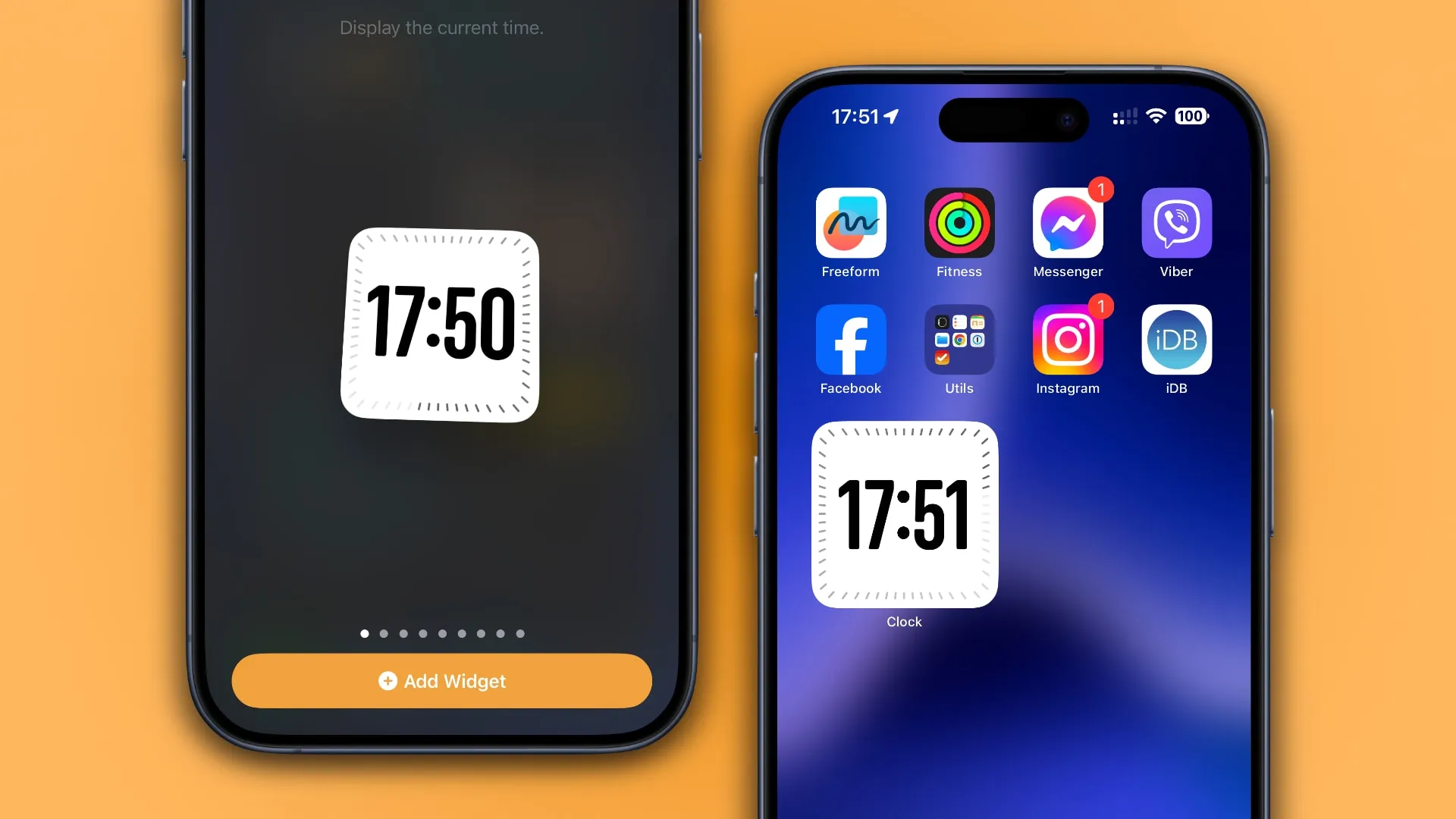 Das Digitaluhr-Widget auf dem Startbildschirm des iPhones