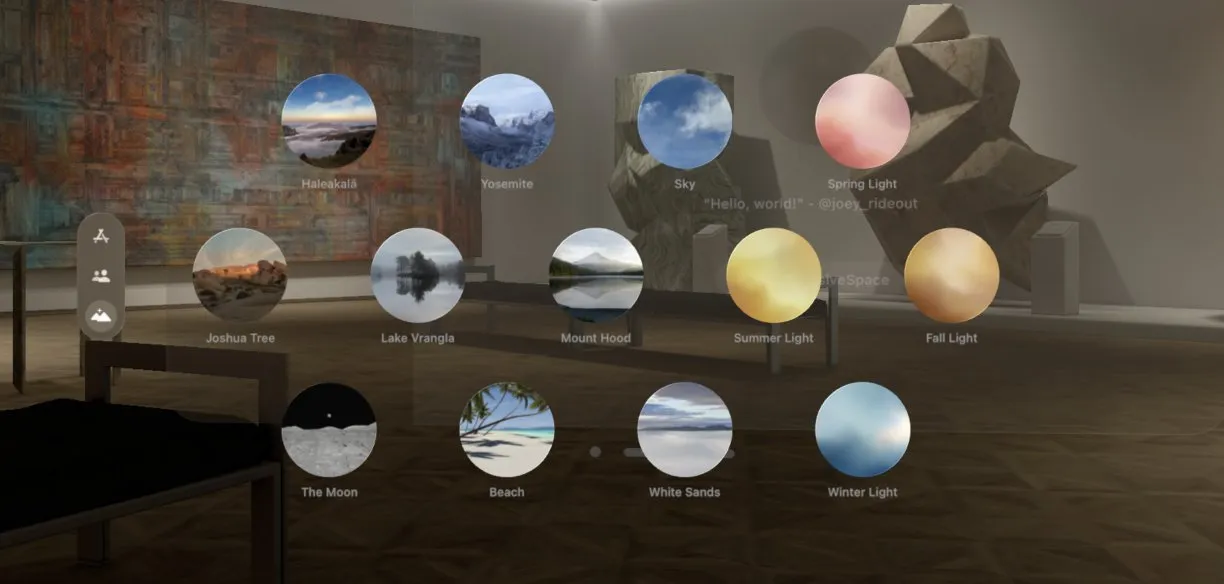 Icônes présentant les environnements 3D par défaut dans visionOS
