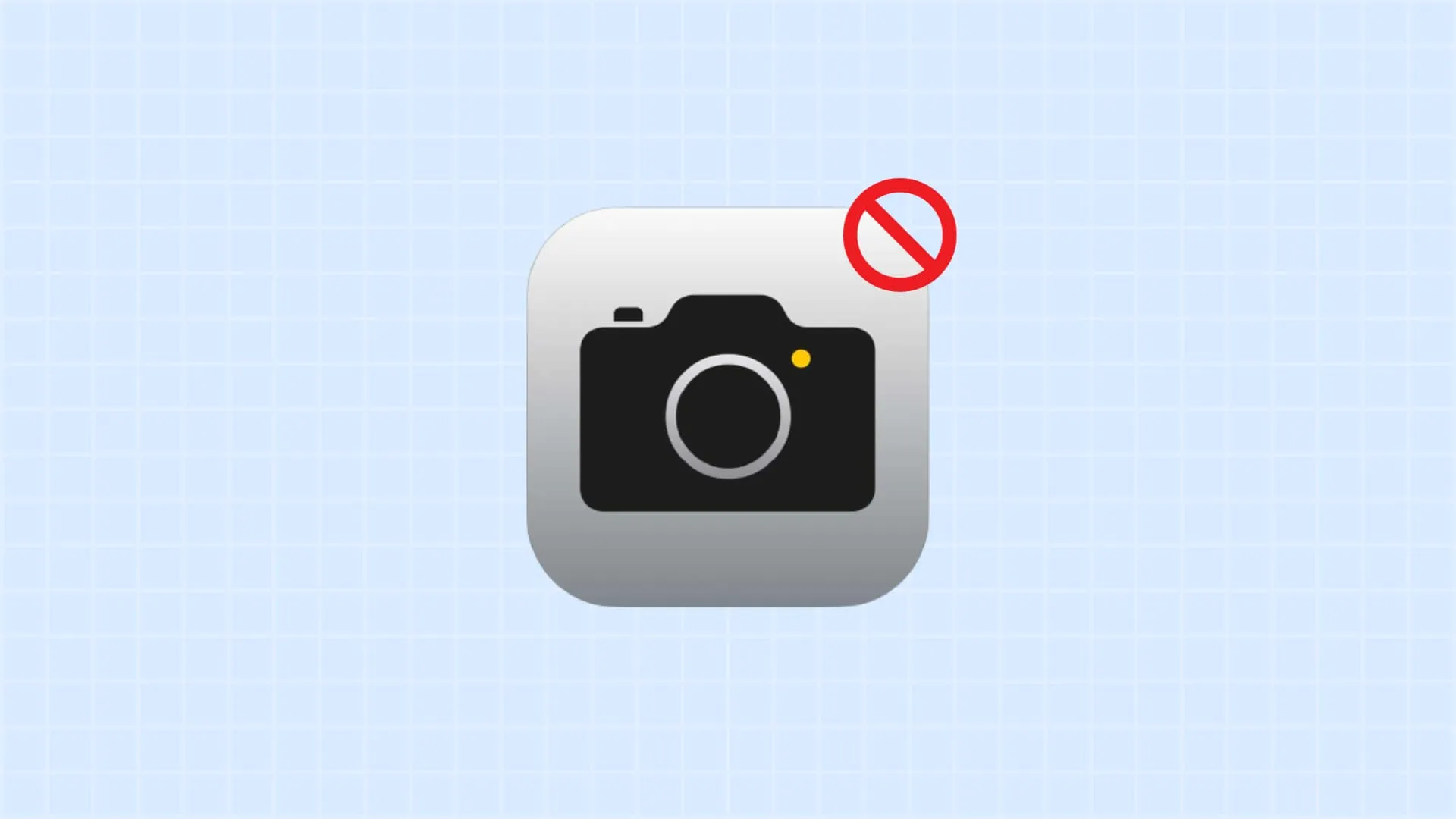 Icono de cámara de iPhone con signo de bloque rojo