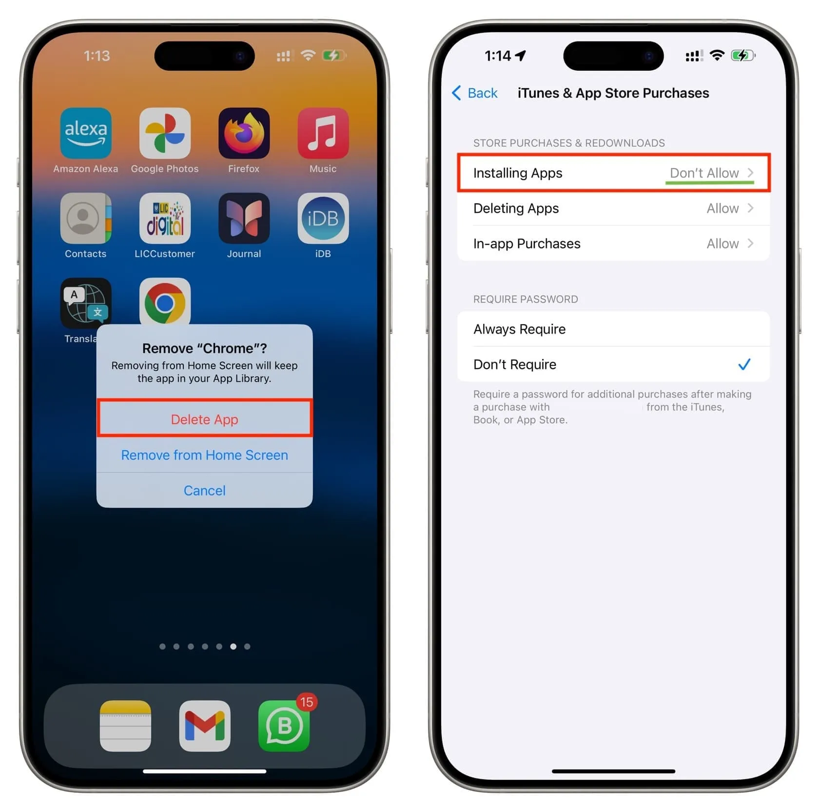 Delete Chrome and block installation of new apps on iPhone Delete Chrome and block installation of new apps on iPhone