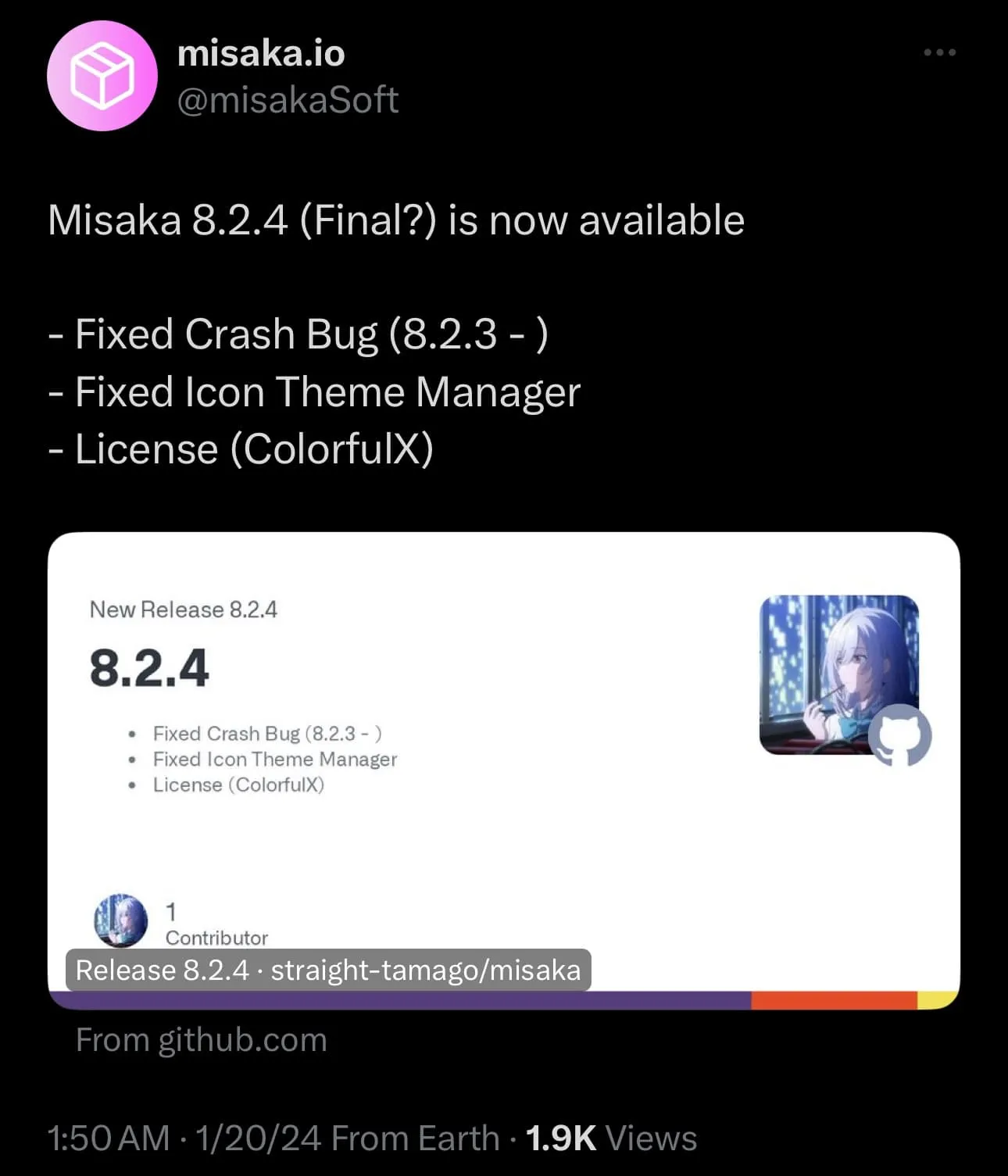 Misaka v8.2.4 publié.