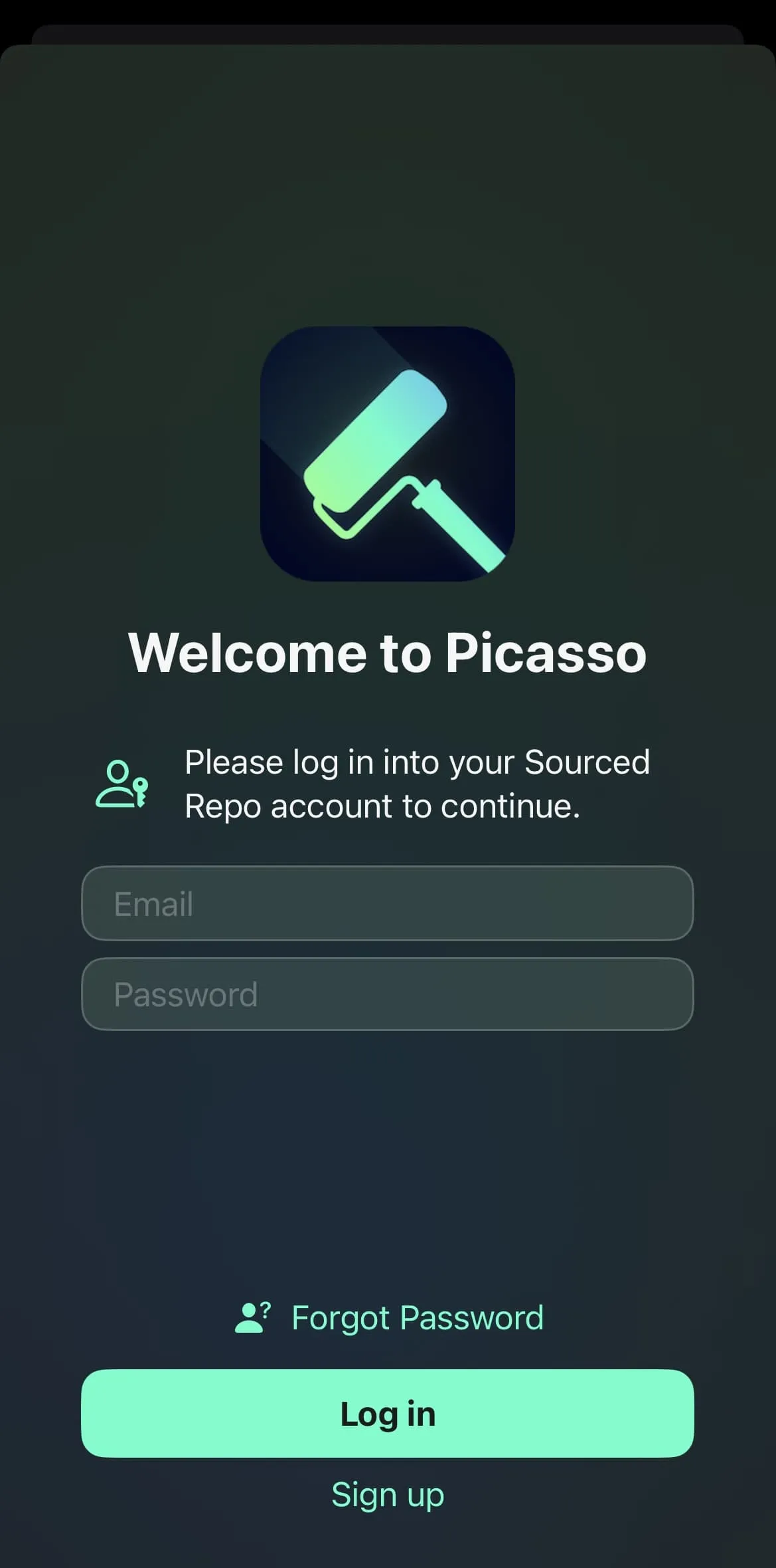 Tela de login do Picasso.