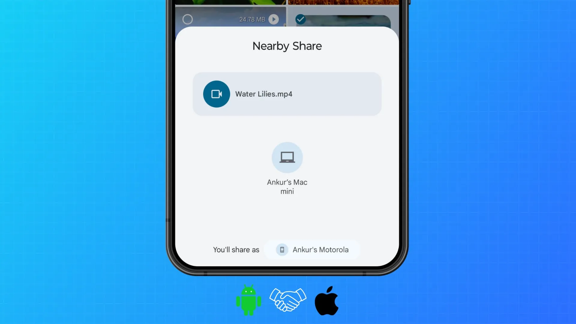 Mac appearing on Android phone's Nearby Share screen Mac appearing on Android phone's Nearby Share screen