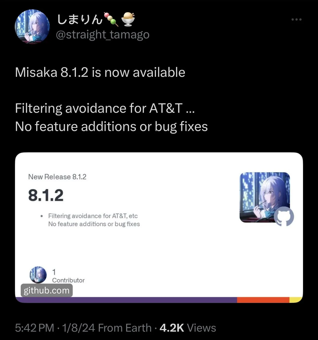 Misaka v8.1.2 est sorti.