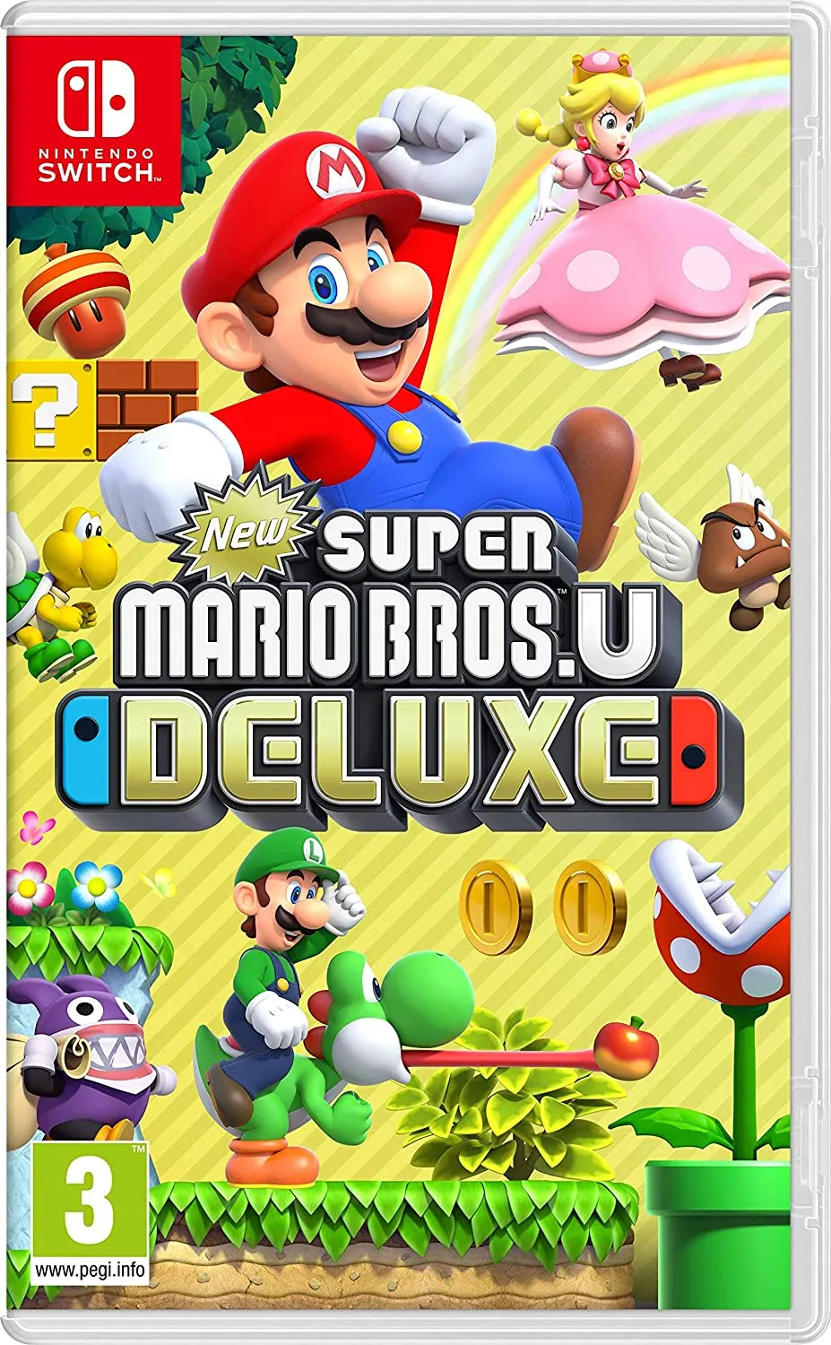 Super Mario Bros. U Deluxe omslagsbild för Nintendo Switch.