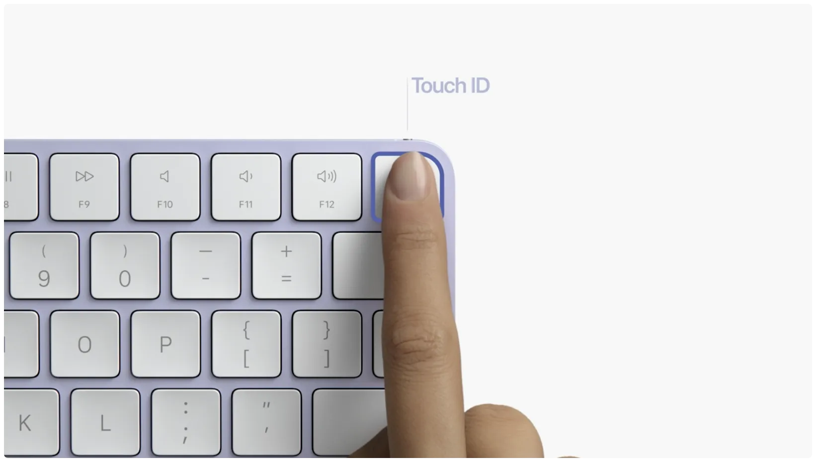 Imagen promocional de Apple que muestra Touch ID inalámbrico en su Magic Keyboard