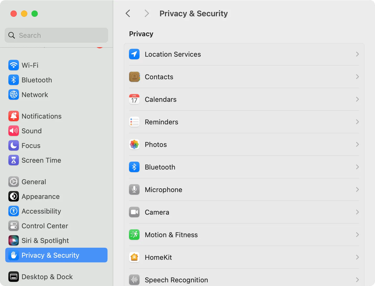 Confidentialité et sécurité dans les paramètres système Mac