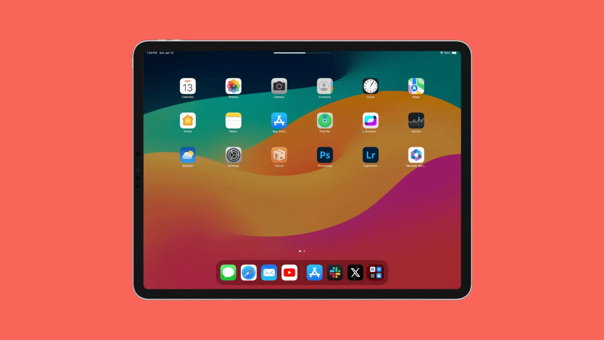 iPad Pro en orientación horizontal con los botones de volumen opuestos al control deslizante de volumen HUD.