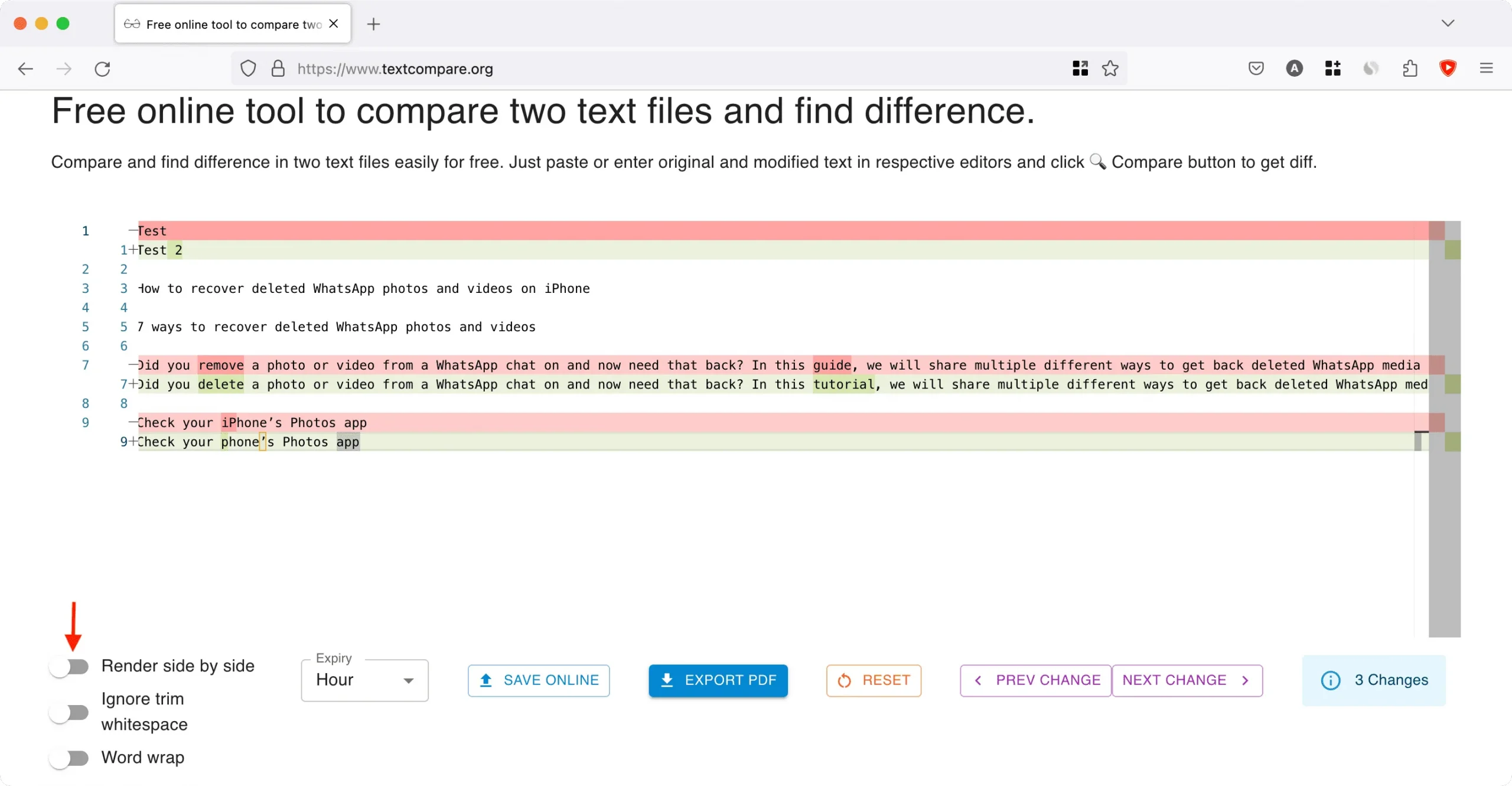 TextCompare : 2 つのテキスト ファイルを比較します。