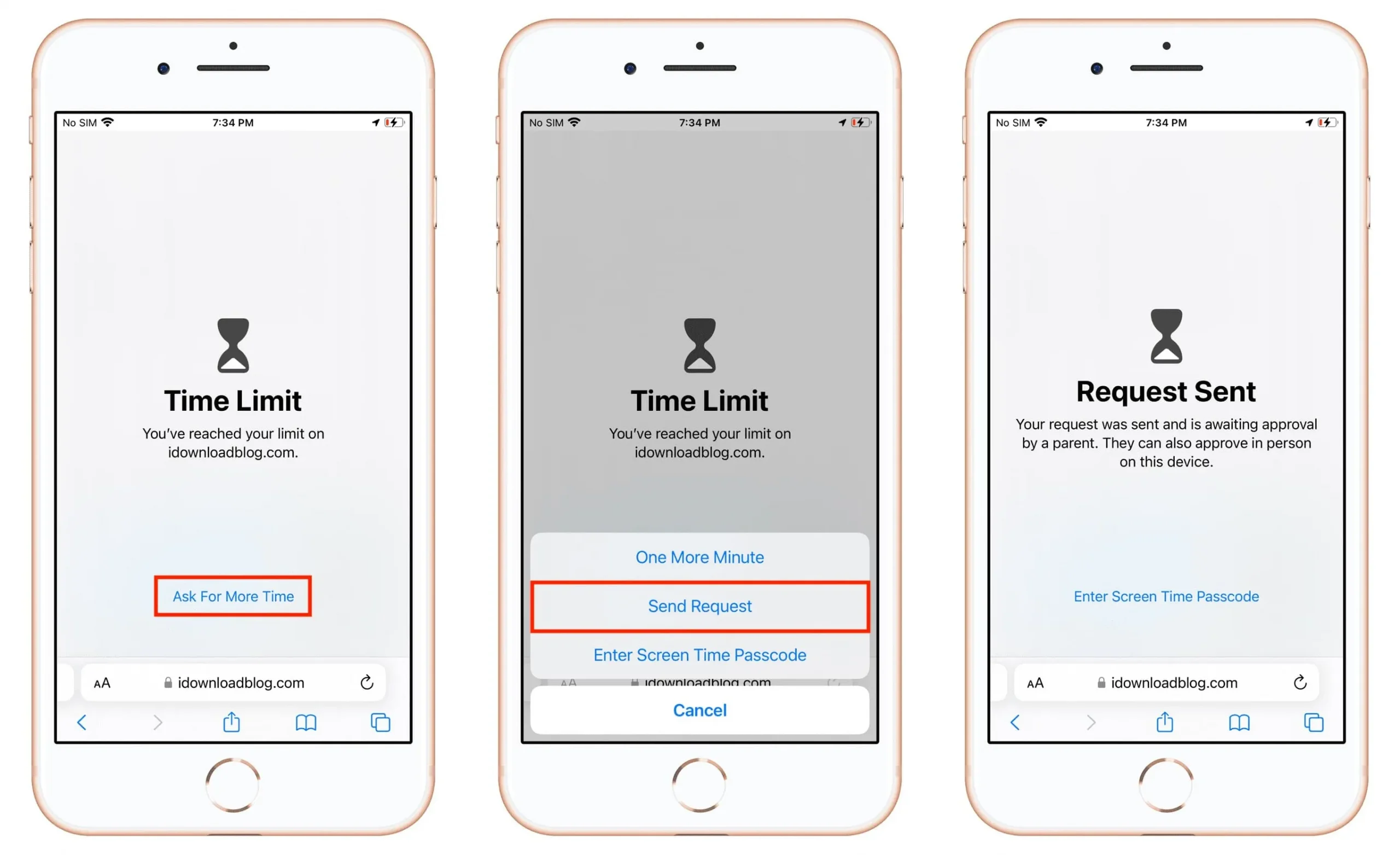 Time Limit reached for website on child iPhone and requesting for more time Time Limit reached for website on child iPhone and requesting for more time