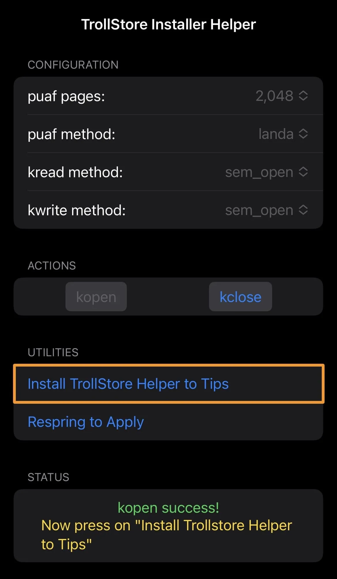Installez TrollHelper dans Tips via l'application TrollStar.