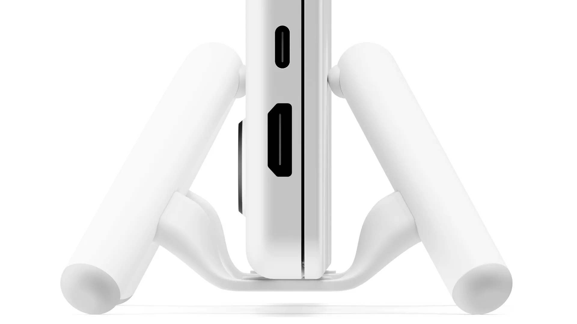 Sidovy av en MacBook Pro dockad i Twelve Souths BookArc Flex vertikala bärbara stativ
