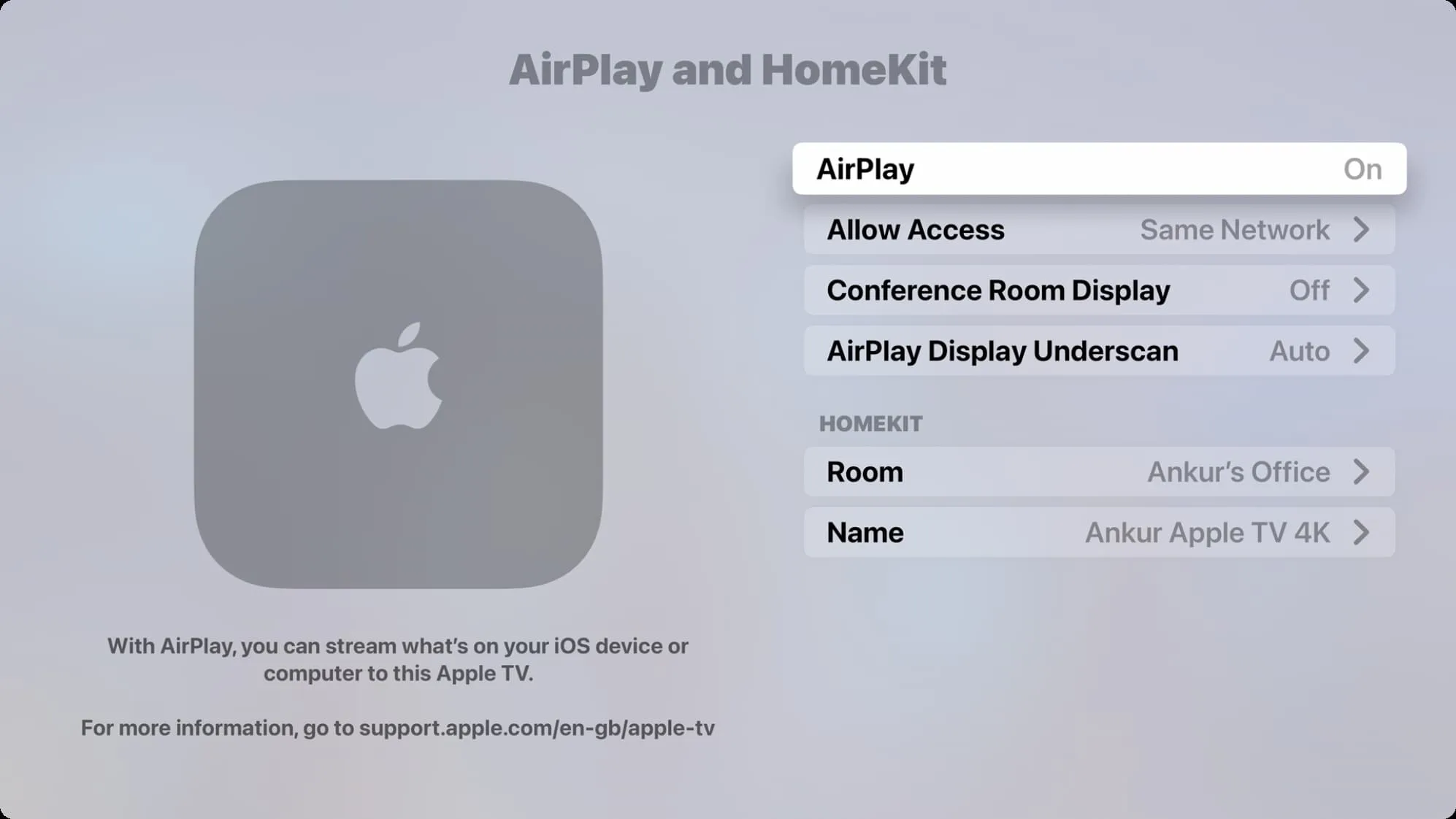 AirPlay включил Apple TV