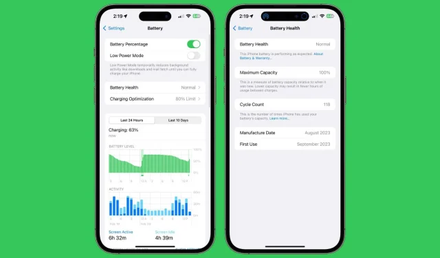 iOS 17.4 modifie les rapports sur l’état de la batterie sur les modèles d’iPhone 15