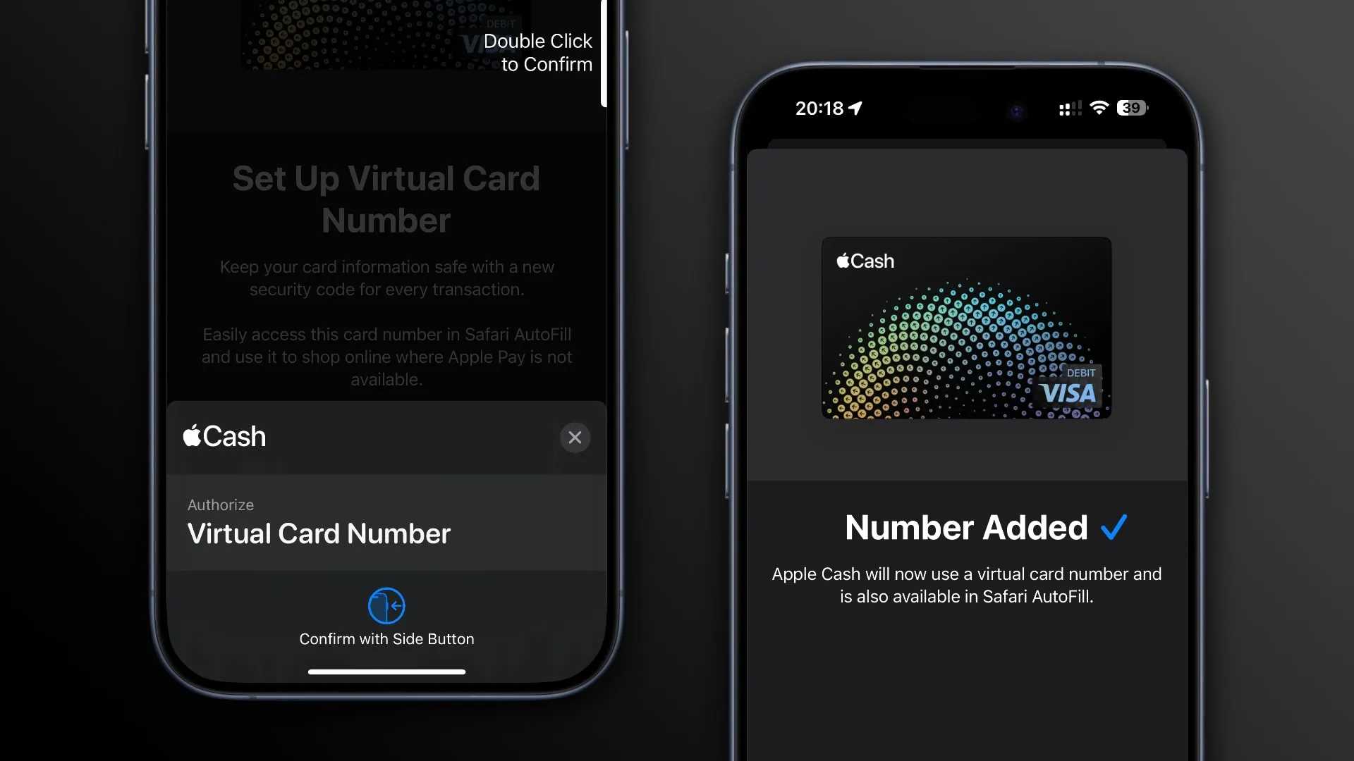 Een nieuw virtueel Apple Cash-kaartnummer genereren in de Wallet-app van de iPhone