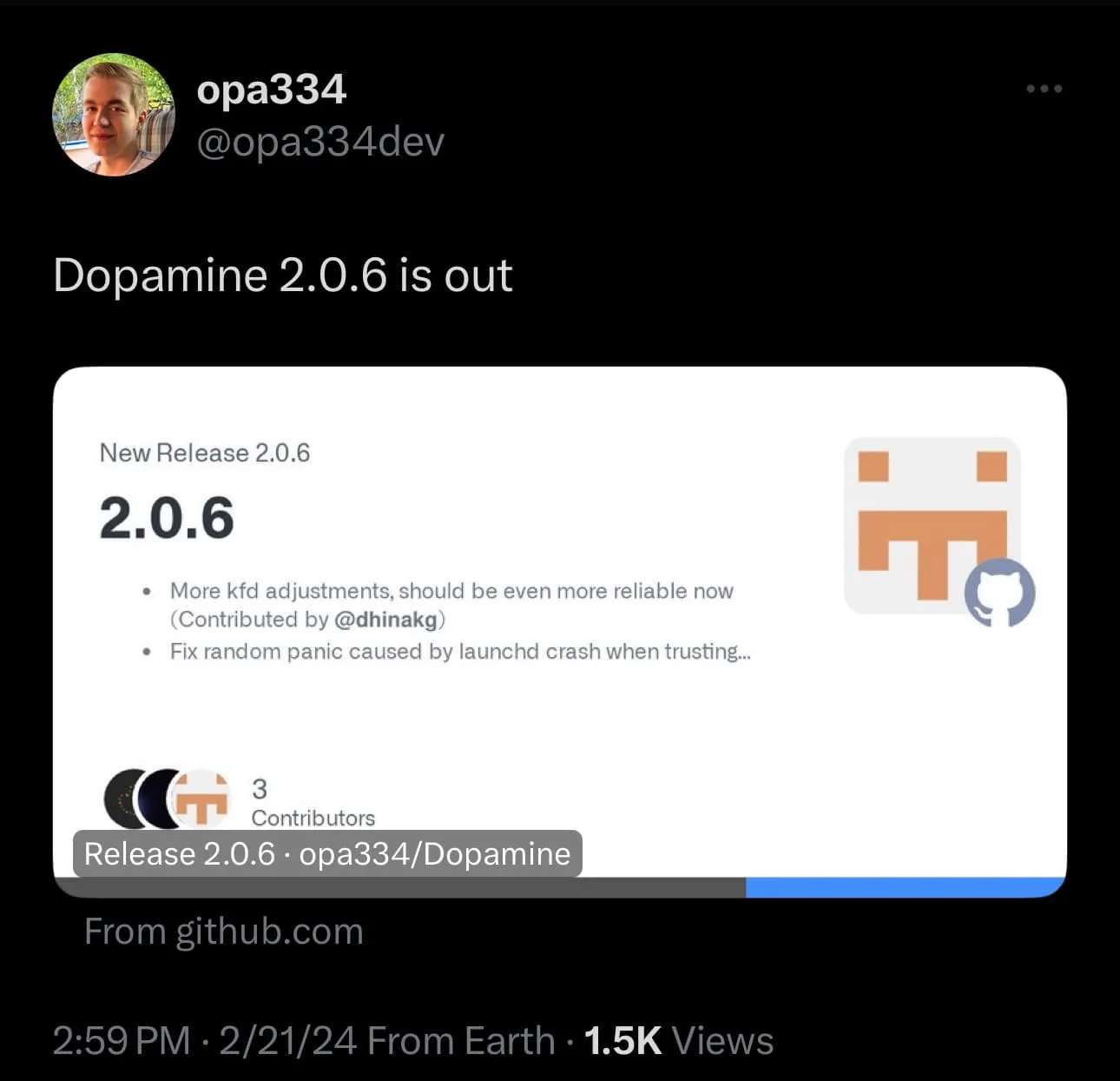 Sortie de Dopamine v2.0.6.