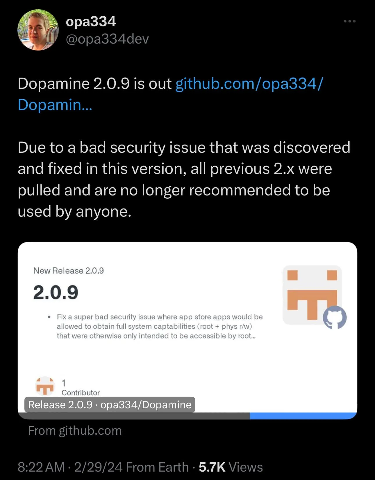 Оголошено Dofamine v2.0.9.