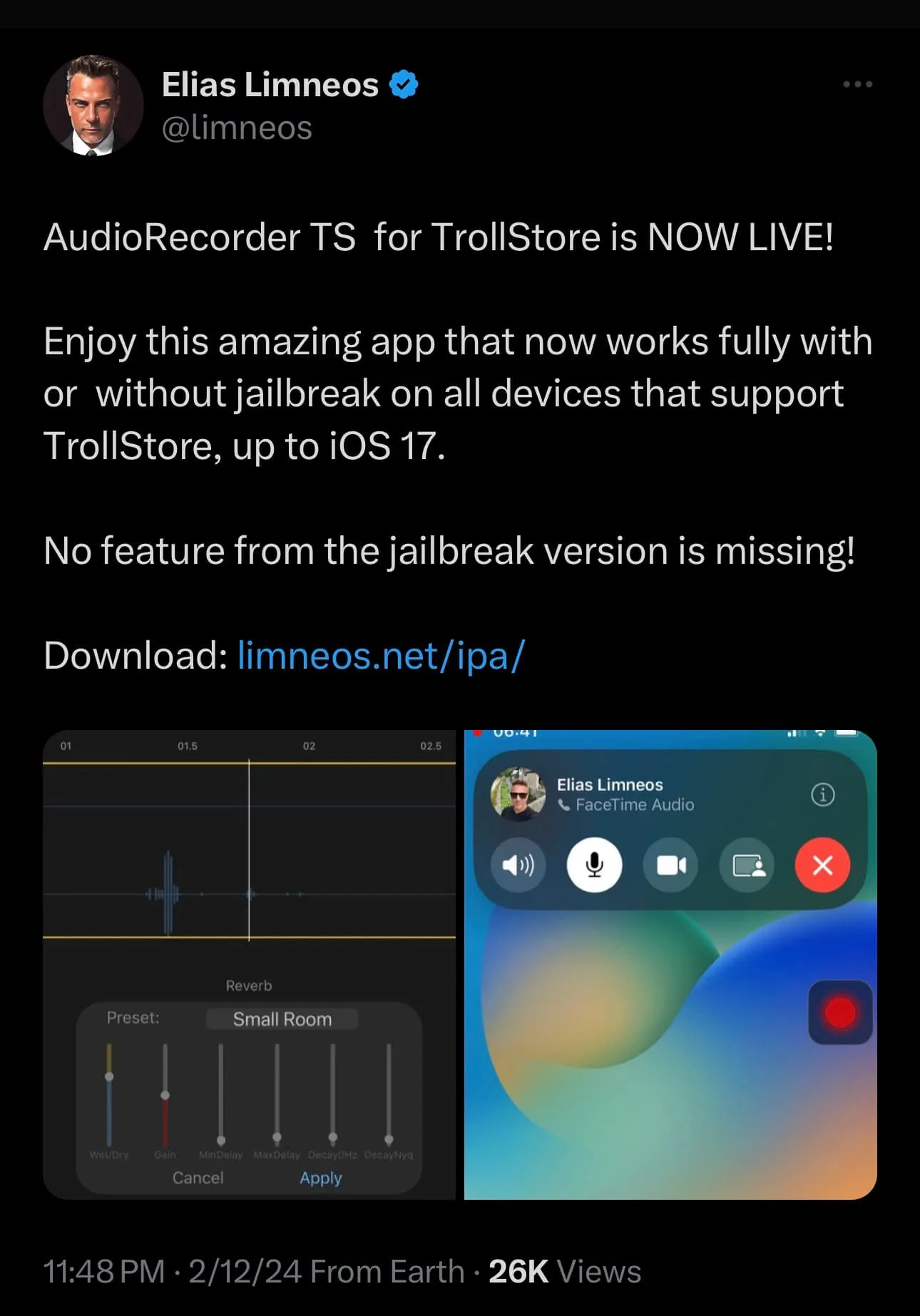 Limneos kondigt de release aan van AudioRecorder TS.