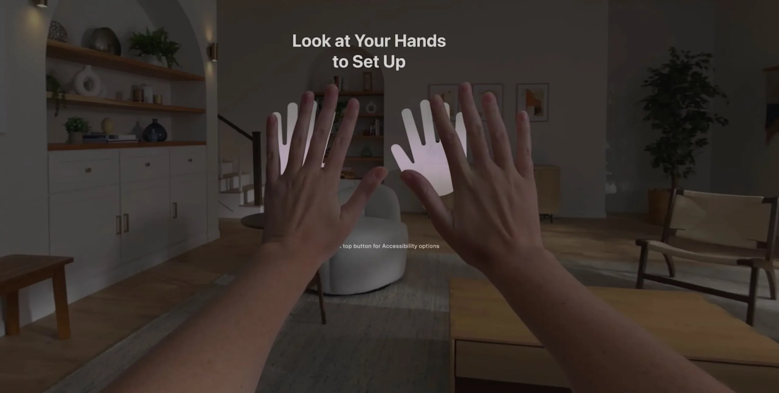 Mire sus manos para configurar Vision Pro
