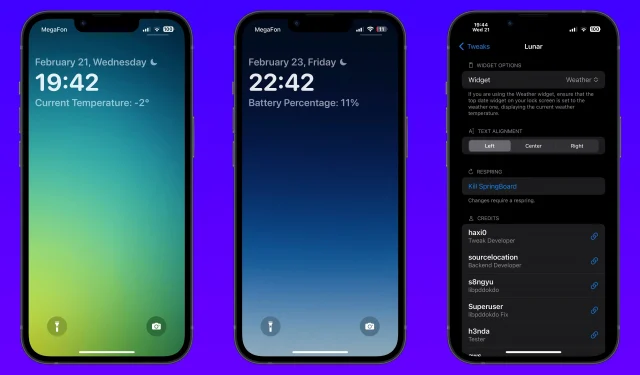 Lunar é um ajuste redesenhado da tela de bloqueio com widgets para dispositivos iOS 16 desbloqueados