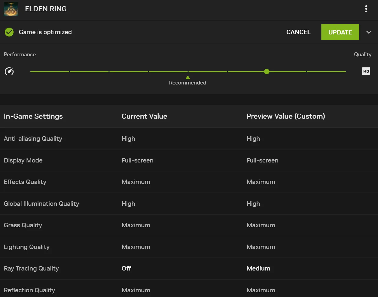 Alterando as configurações em <em>Elden Ring</em> com os controles mais granulares disponíveis no novo aplicativo beta da Nvidia.