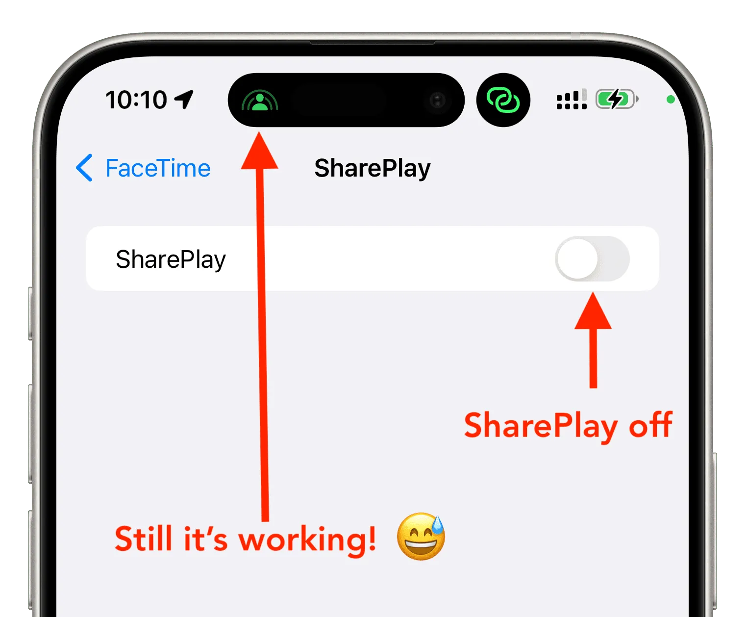 SharePlay работает, даже если он выключен