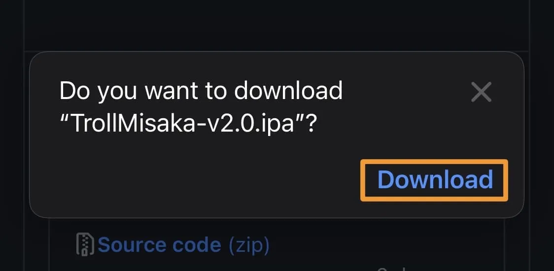 Botón de descarga Ventana emergente TrollMisaka.