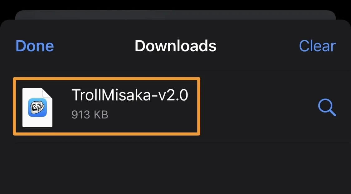 Archivo ipa de TrollMisaka descargado.