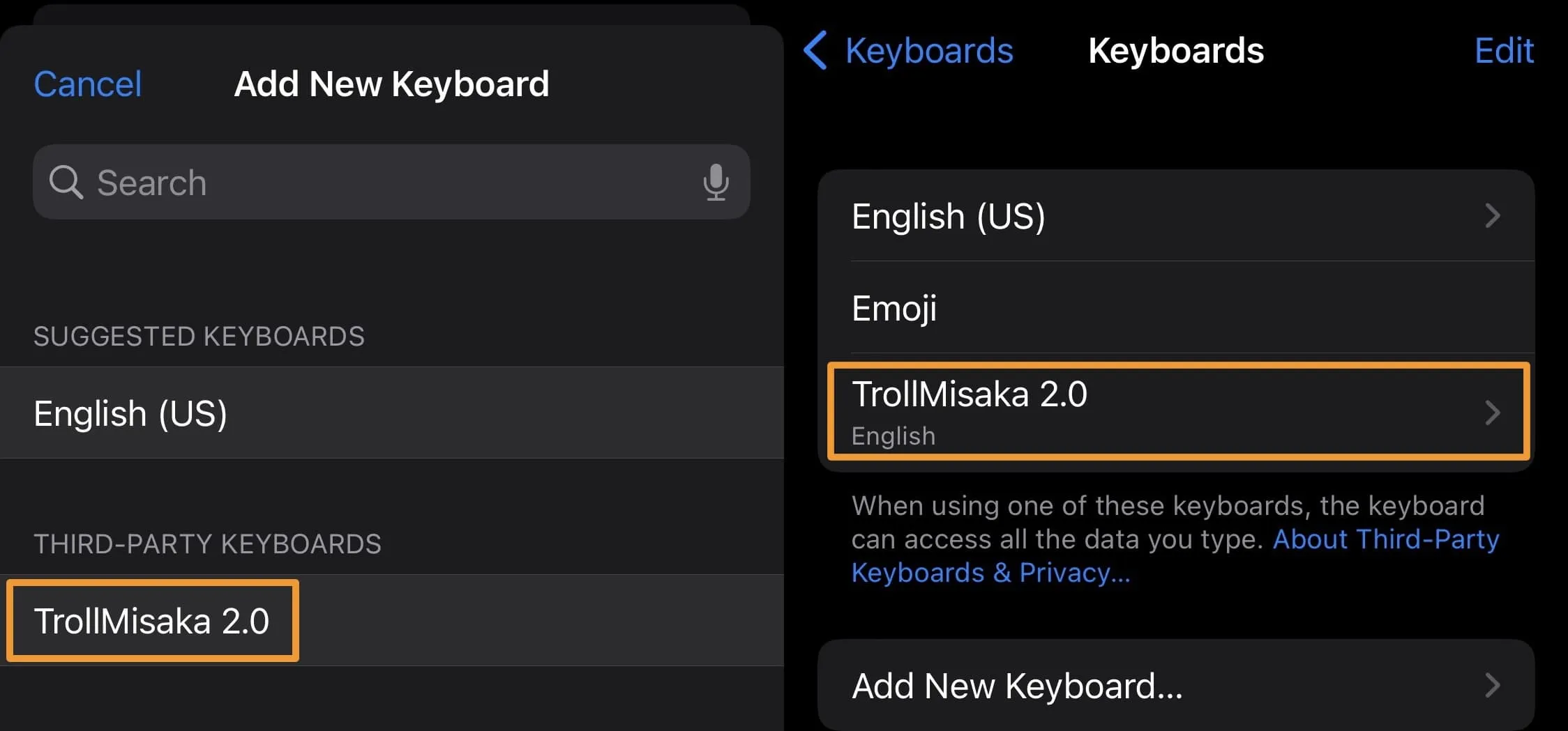 Teclado TrollMisaka agregado a la lista de teclados.