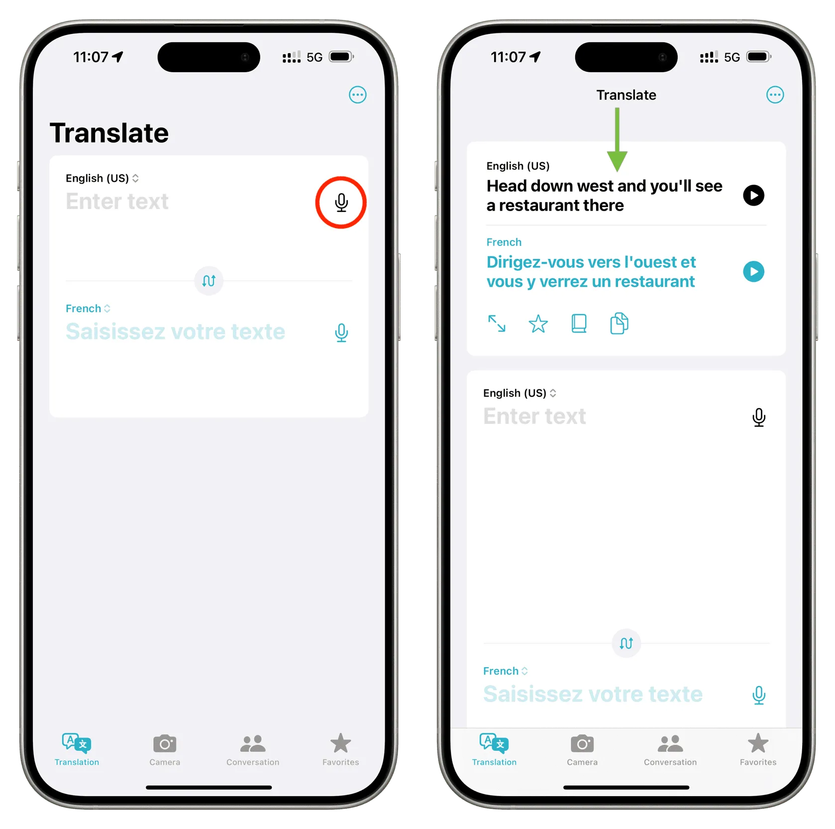 iPhone の翻訳アプリを使用して人の話している内容を読む